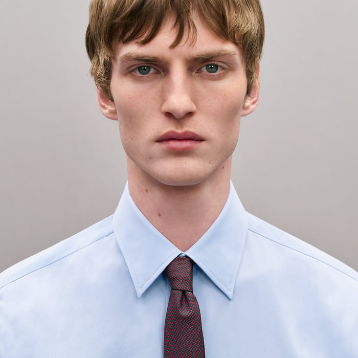 Bleu Pâle Fitted Shirt With Faubourg Collar