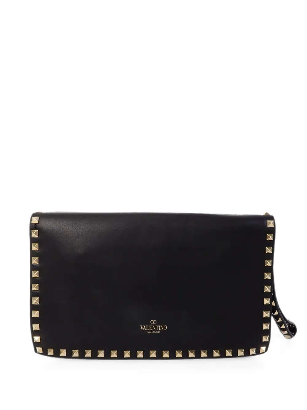 Rockstud leather clutch bag