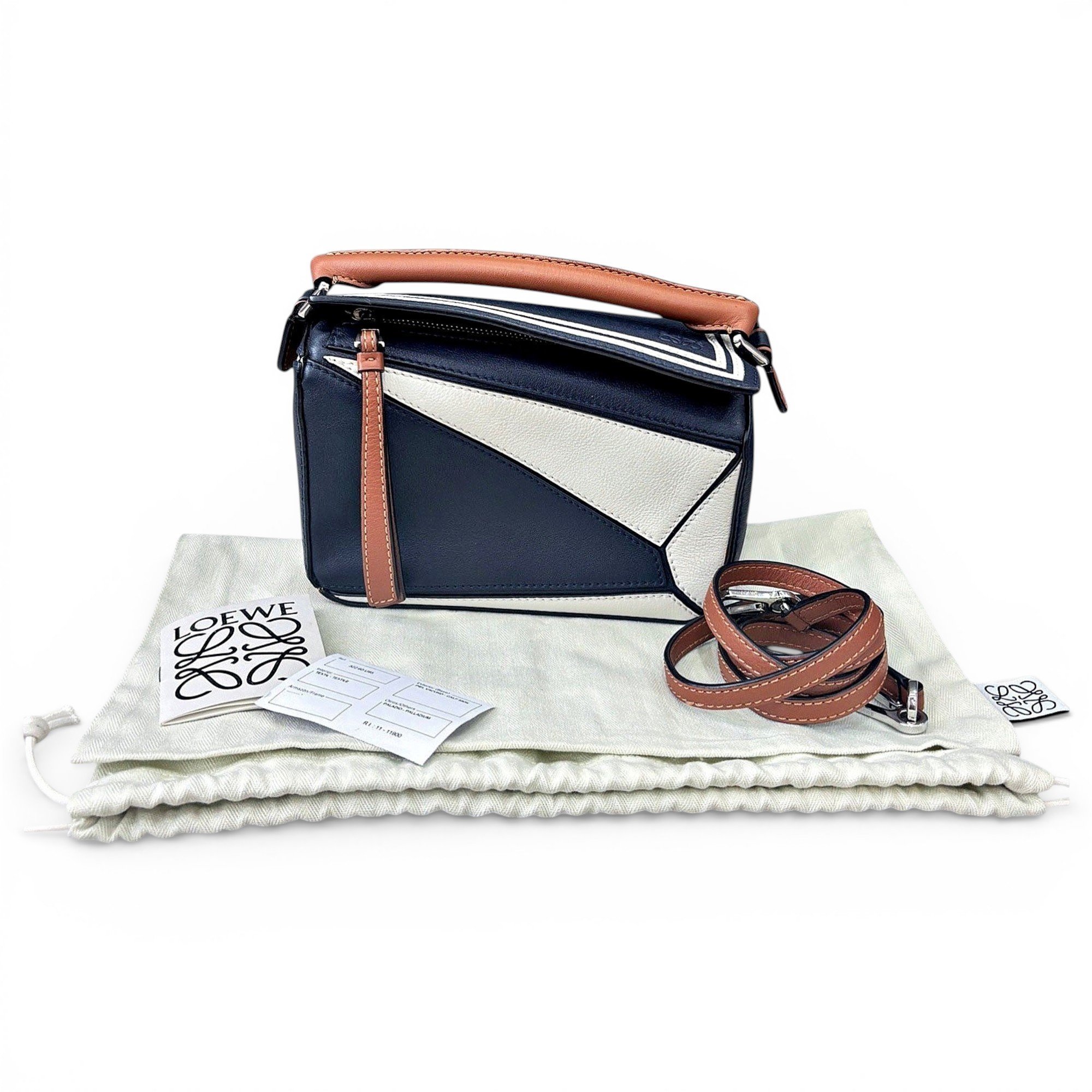 Puzzle leather handbag