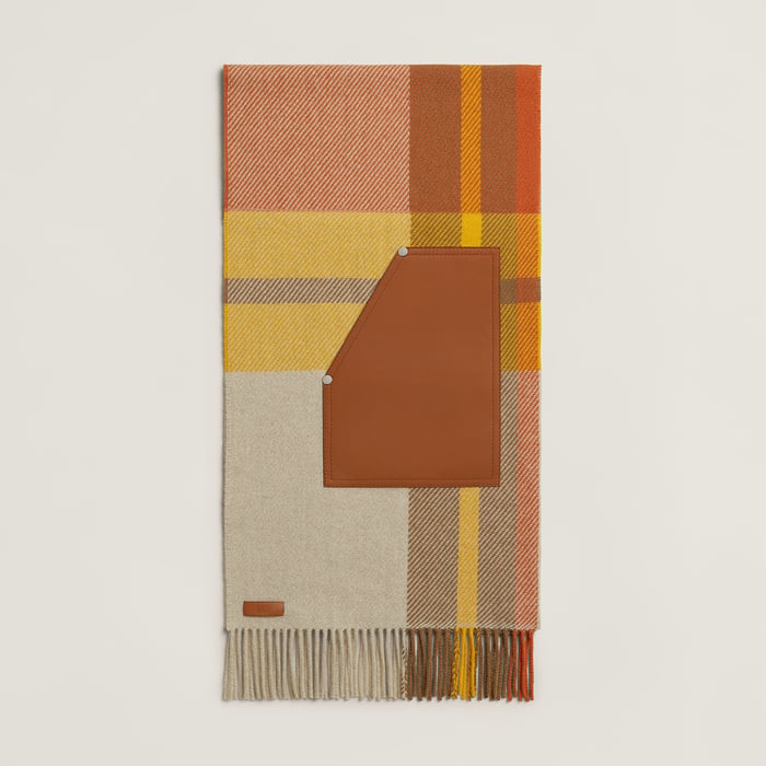 Tartan Poches Cuir Appliquees Scarf