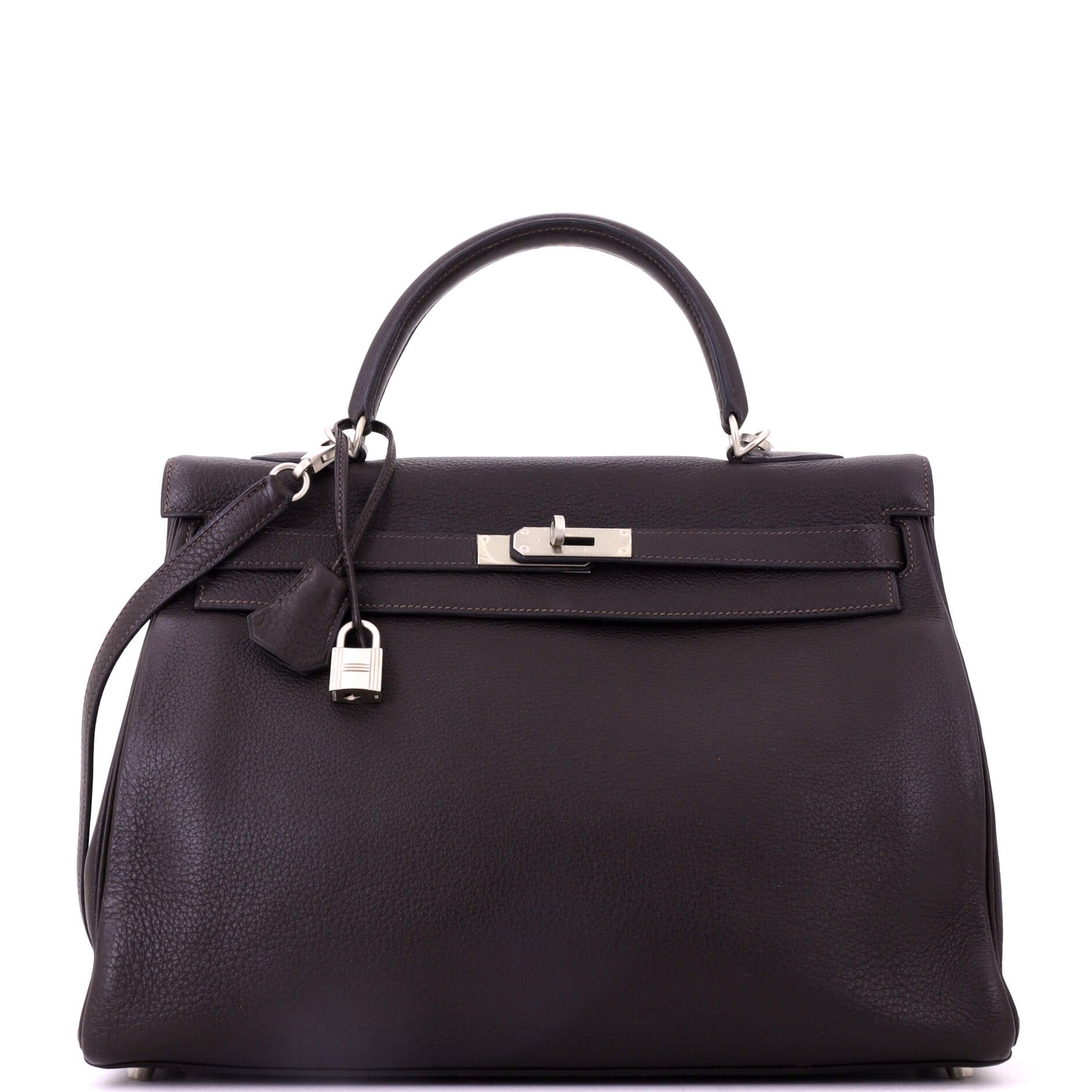 Kelly Handbag Havane Togo with Brushed Palladium Hardware 35