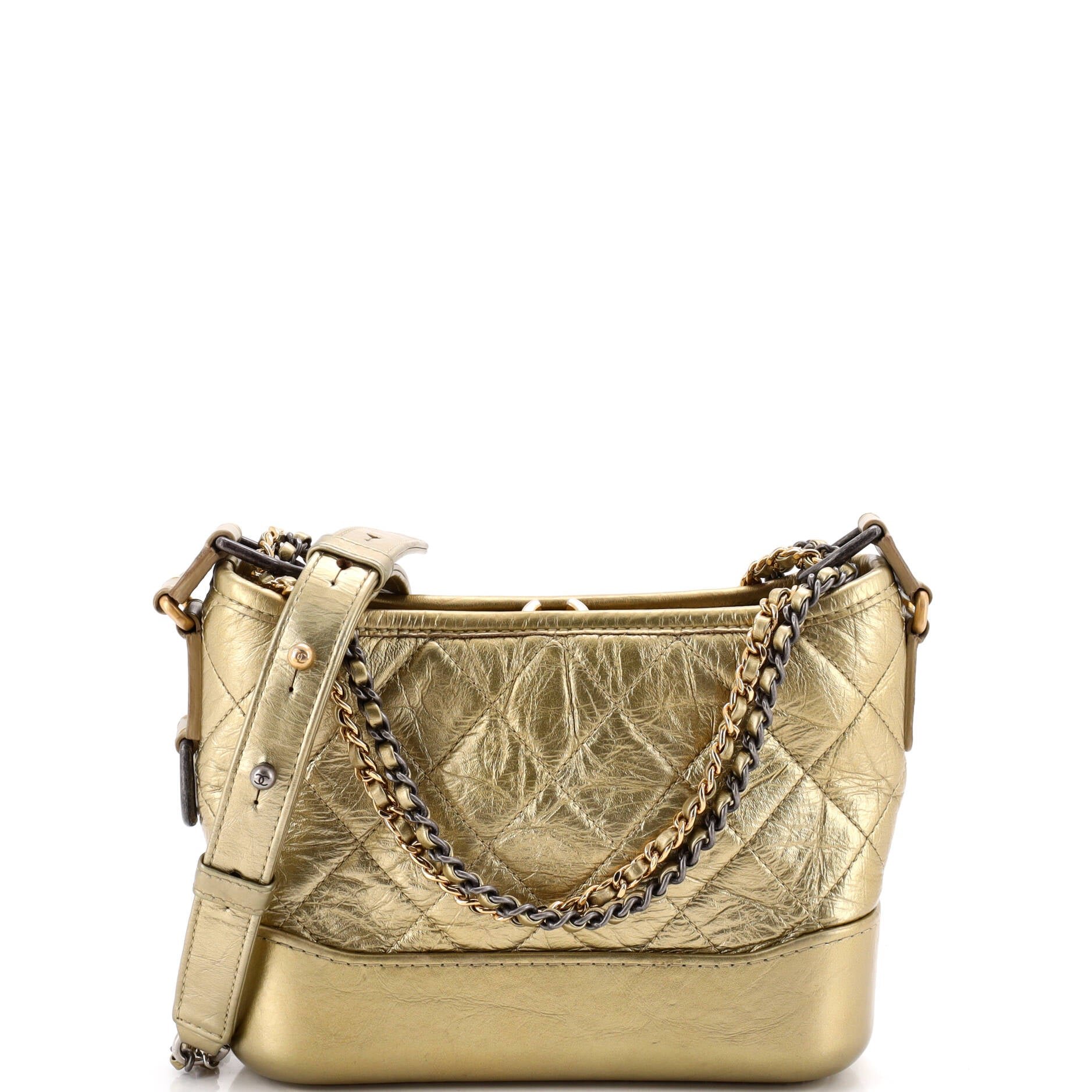 Gabrielle Hobo Quilted Metallic Aged Calfskin Small