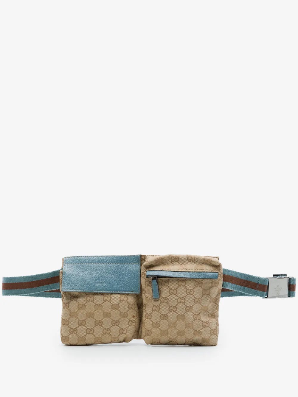 2000-2015 GG Canvas Web Double Pocket belt bag