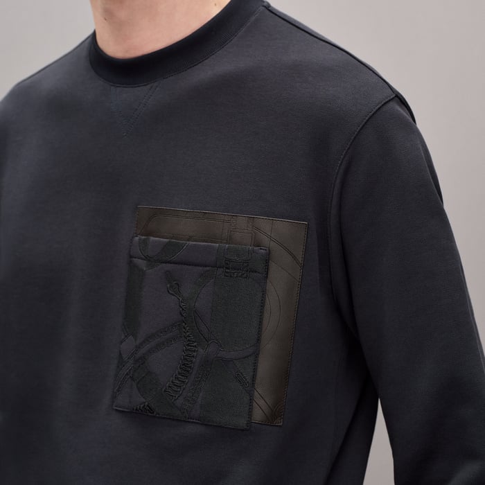 Bleu Nuit "Eperon d'Or En Perspective" Crewneck Sweater