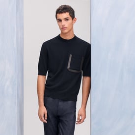 “Virage cuir” 크루넥 스웨터