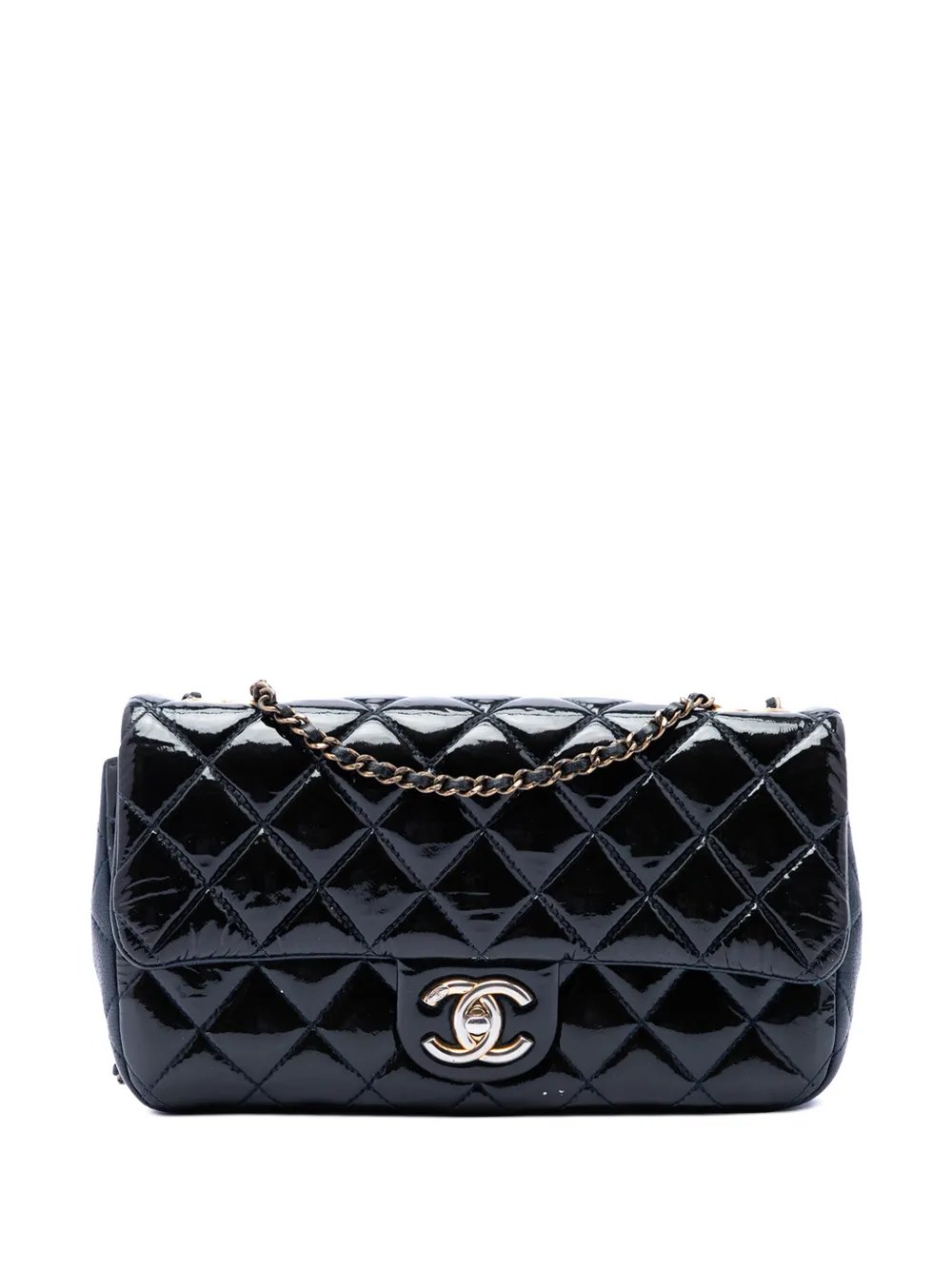 2015-2016 Paris Salzburg Medium Patent and Goatskin CC Eyelet Flap crossbody bag