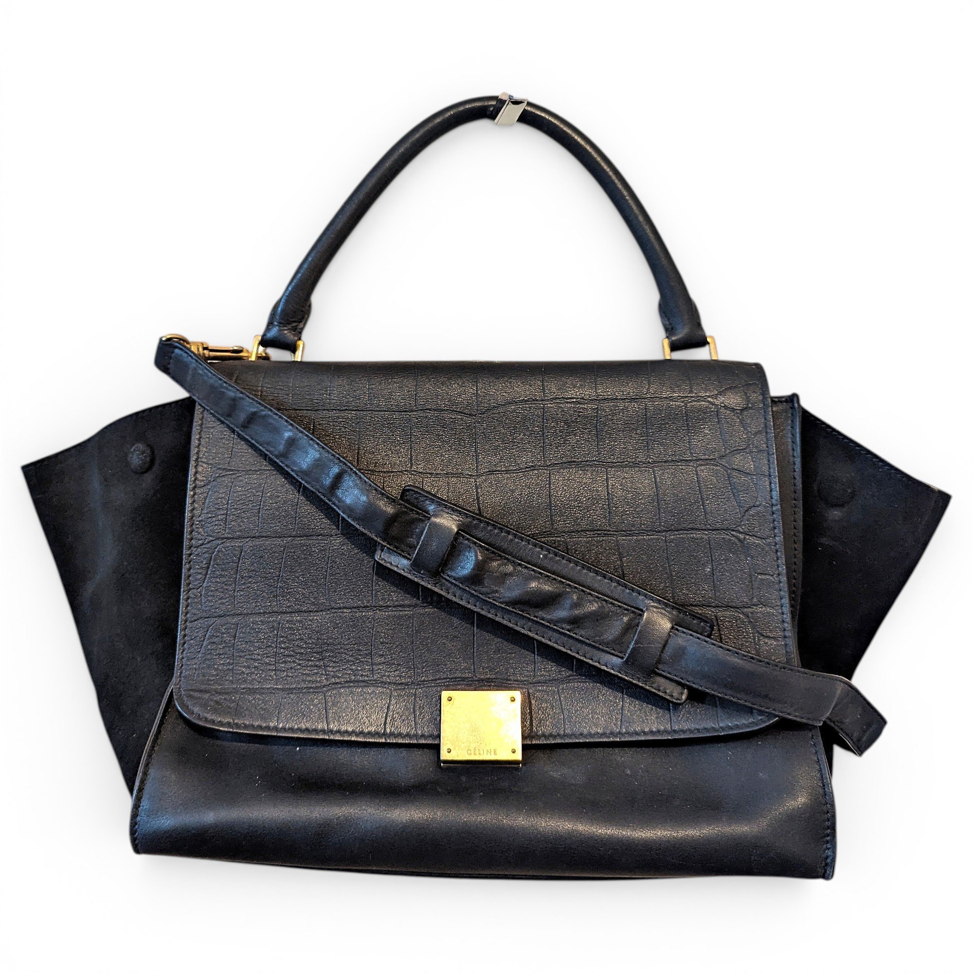 Trapèze leather handbag