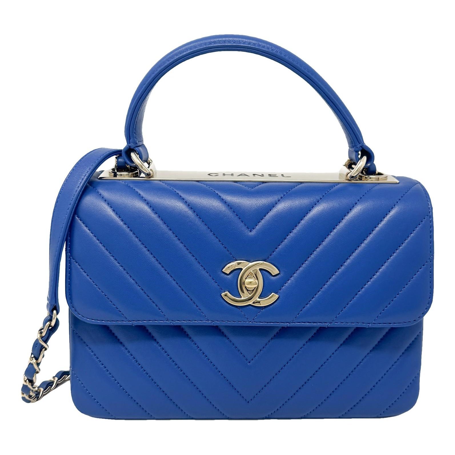 Trendy CC Top Handle leather handbag