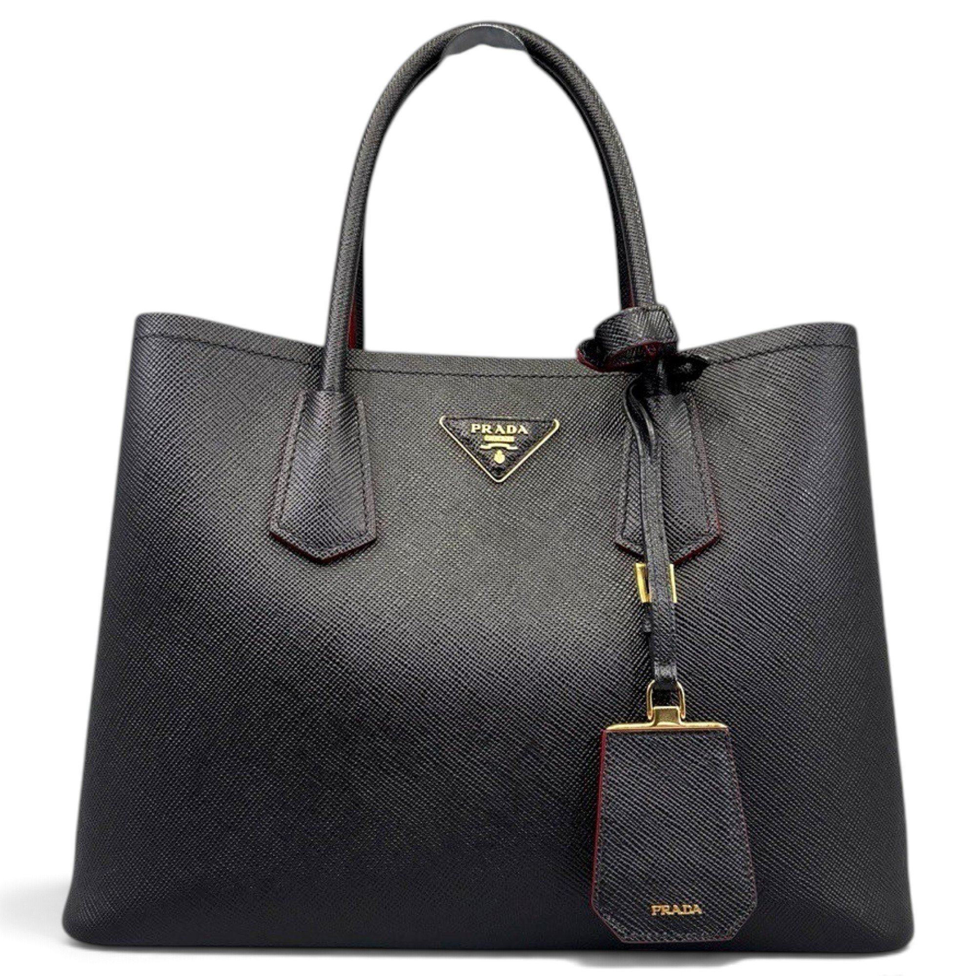 Double leather handbag