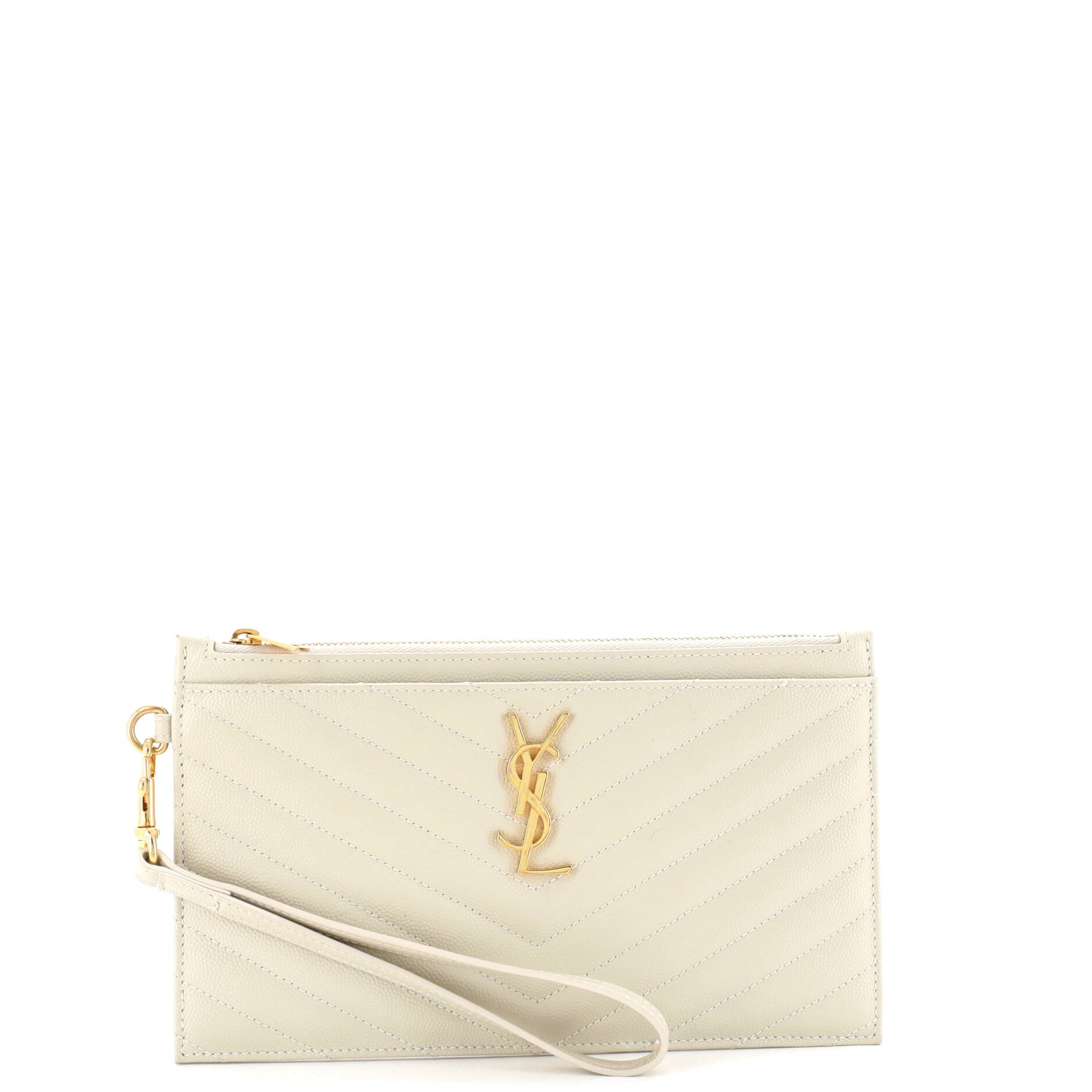 Classic Monogram Wristlet Pouch Matelasse Chevron Leather Small