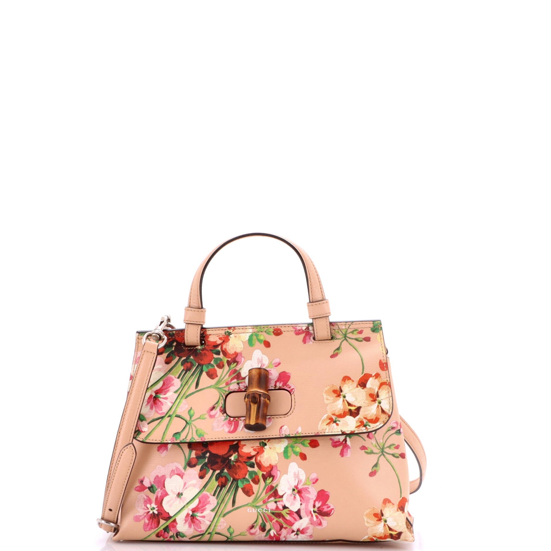 Bamboo Daily Top Handle Bag Blooms Print Leather Small