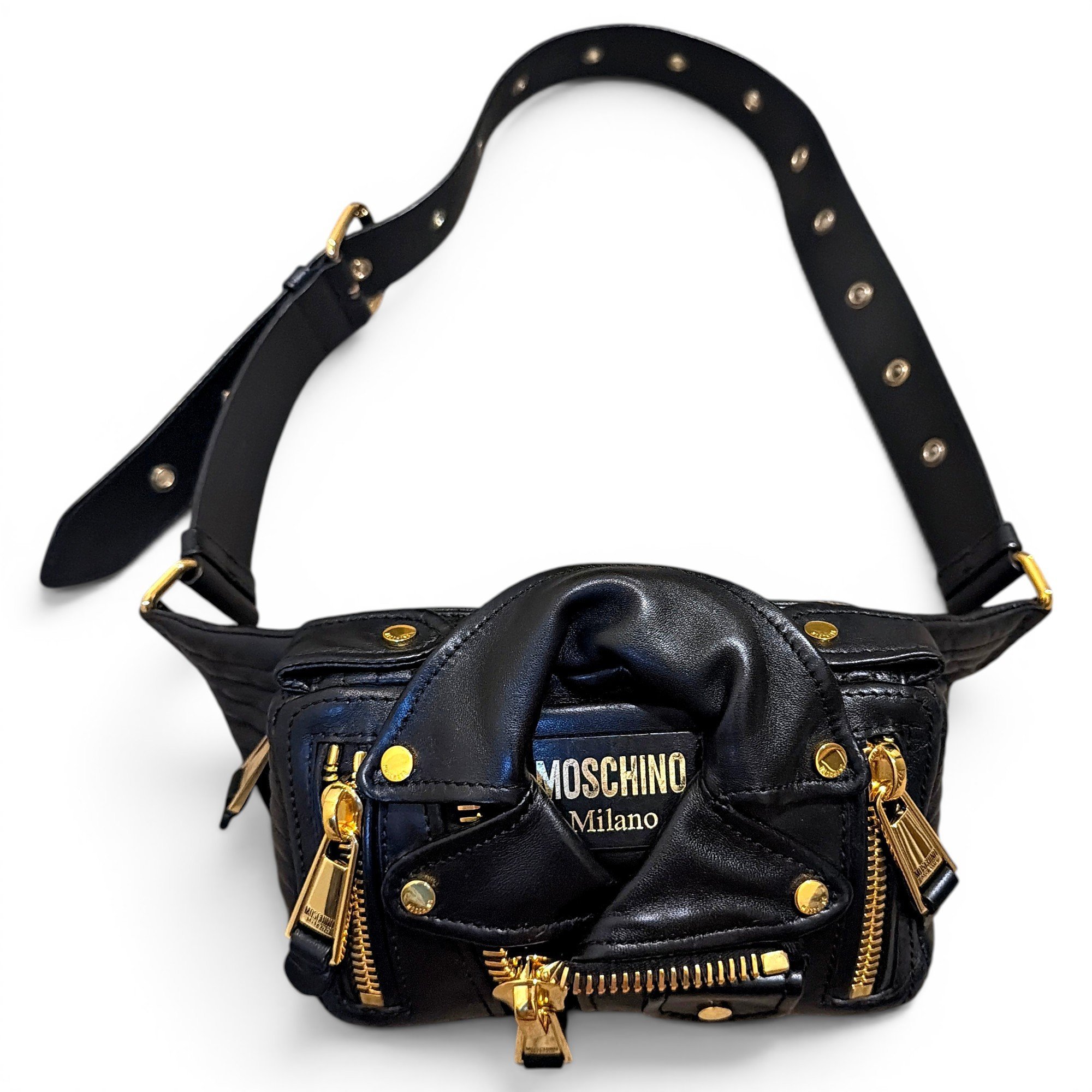 Biker leather satchel