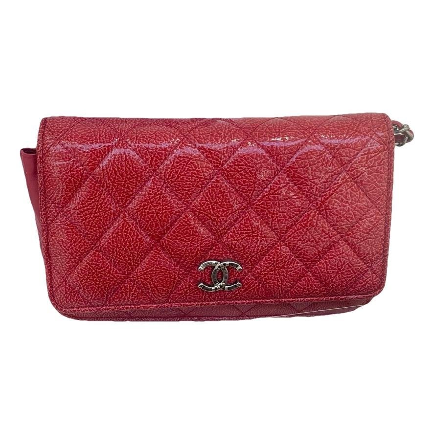 Trendy CC Wallet on Chain leather handbag