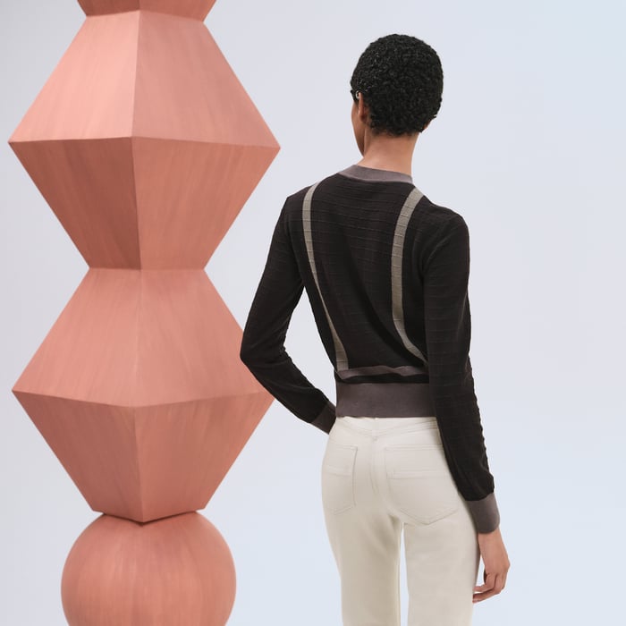 Marron Fusain "Coaching" Long-sleeve Sweater