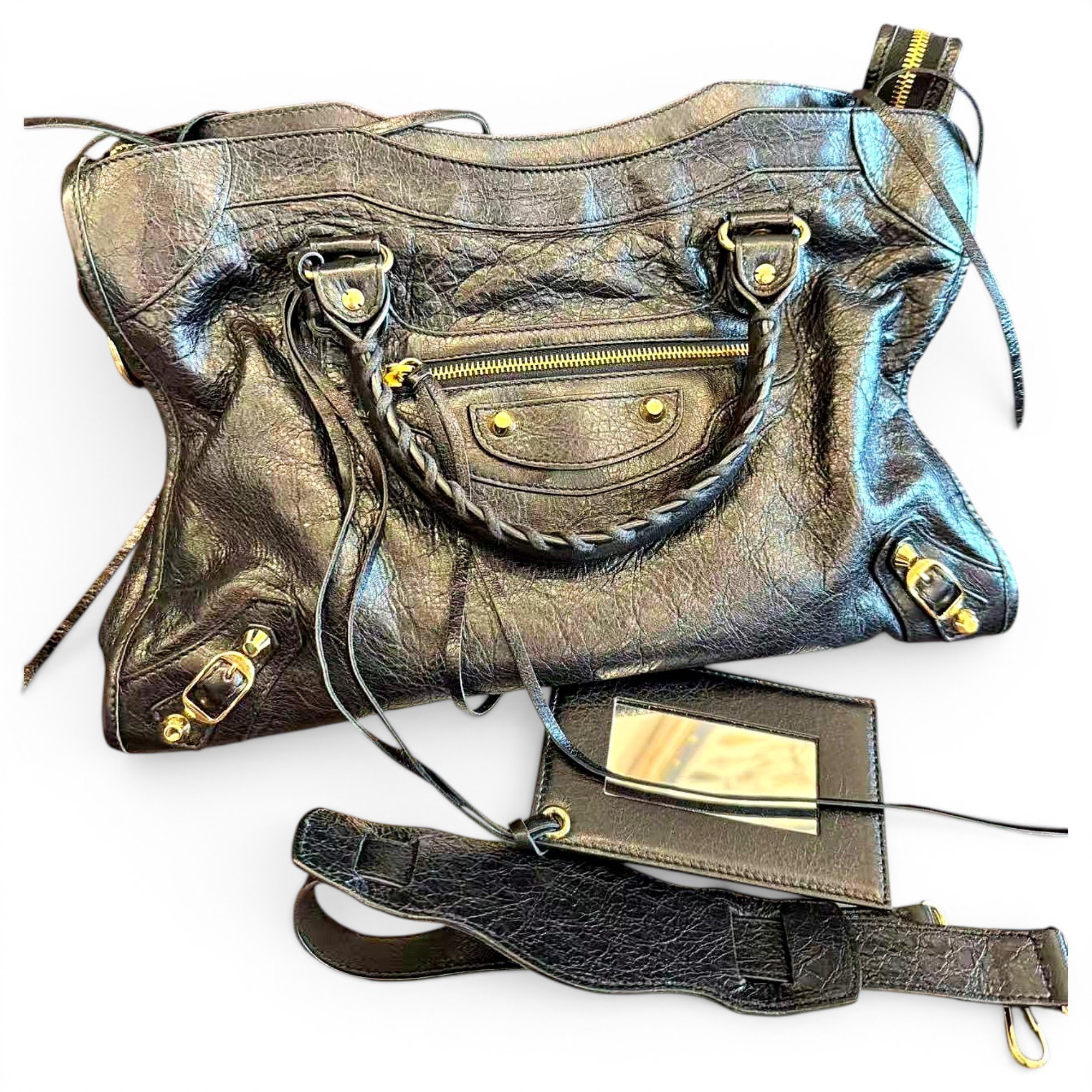 City leather handbag