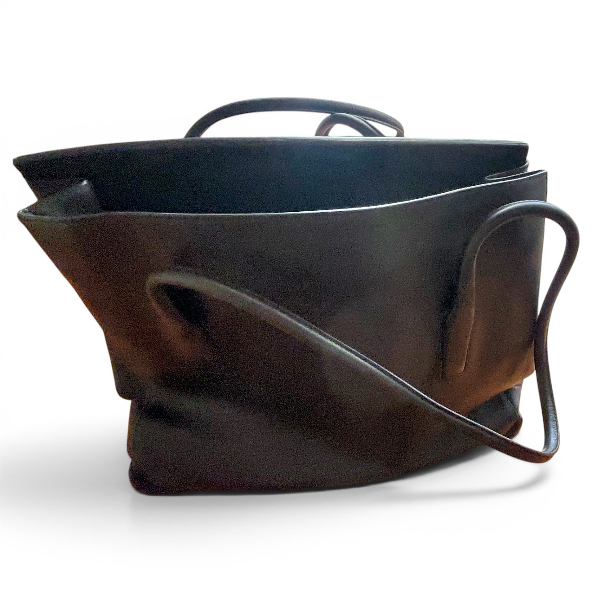 Double leather handbag