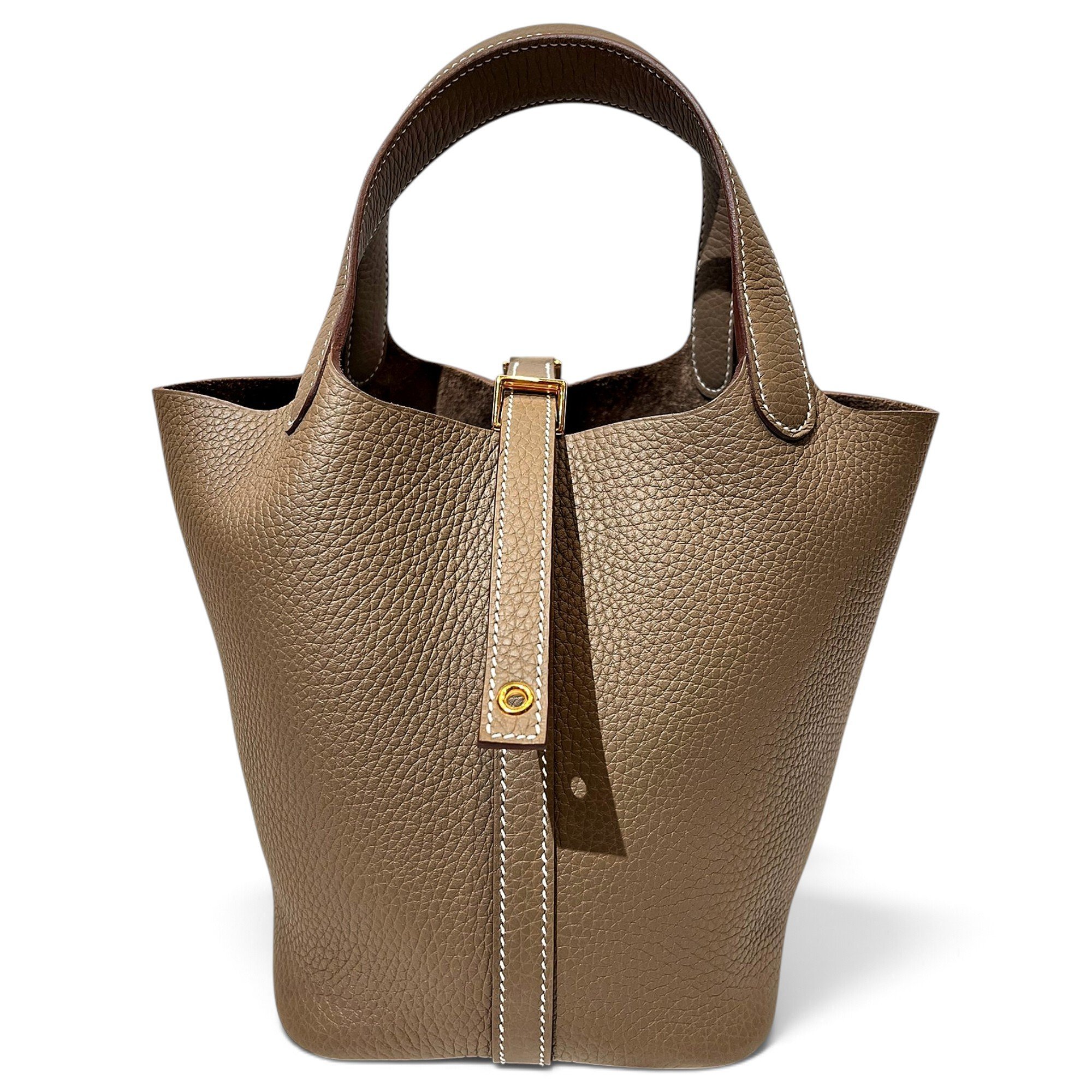 Hermes Picotin 18 Handbag Etoupe Clemence Leather