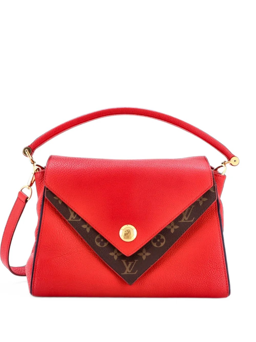 Double V Handbag Calfskin with Monogram Canvas satchel