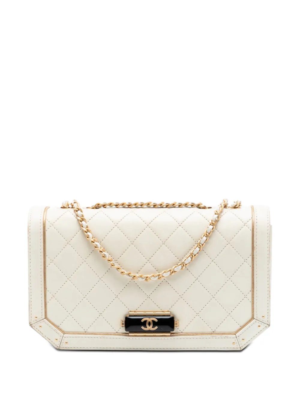 2017-2018 Medium Quilted Calfskin Octagon CC Clasp Flap crossbody bag