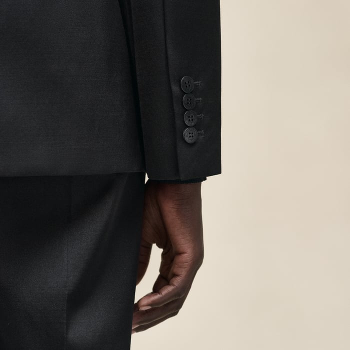 Noir Suit Jacket With Knotted Waist