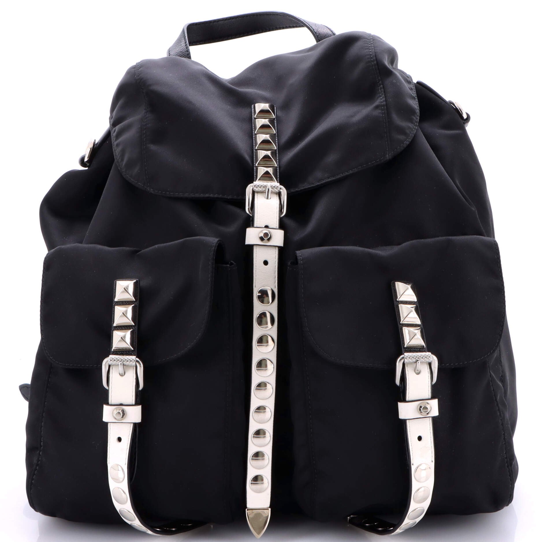 Prada New Vela Backpack Tessuto with Studded Leather