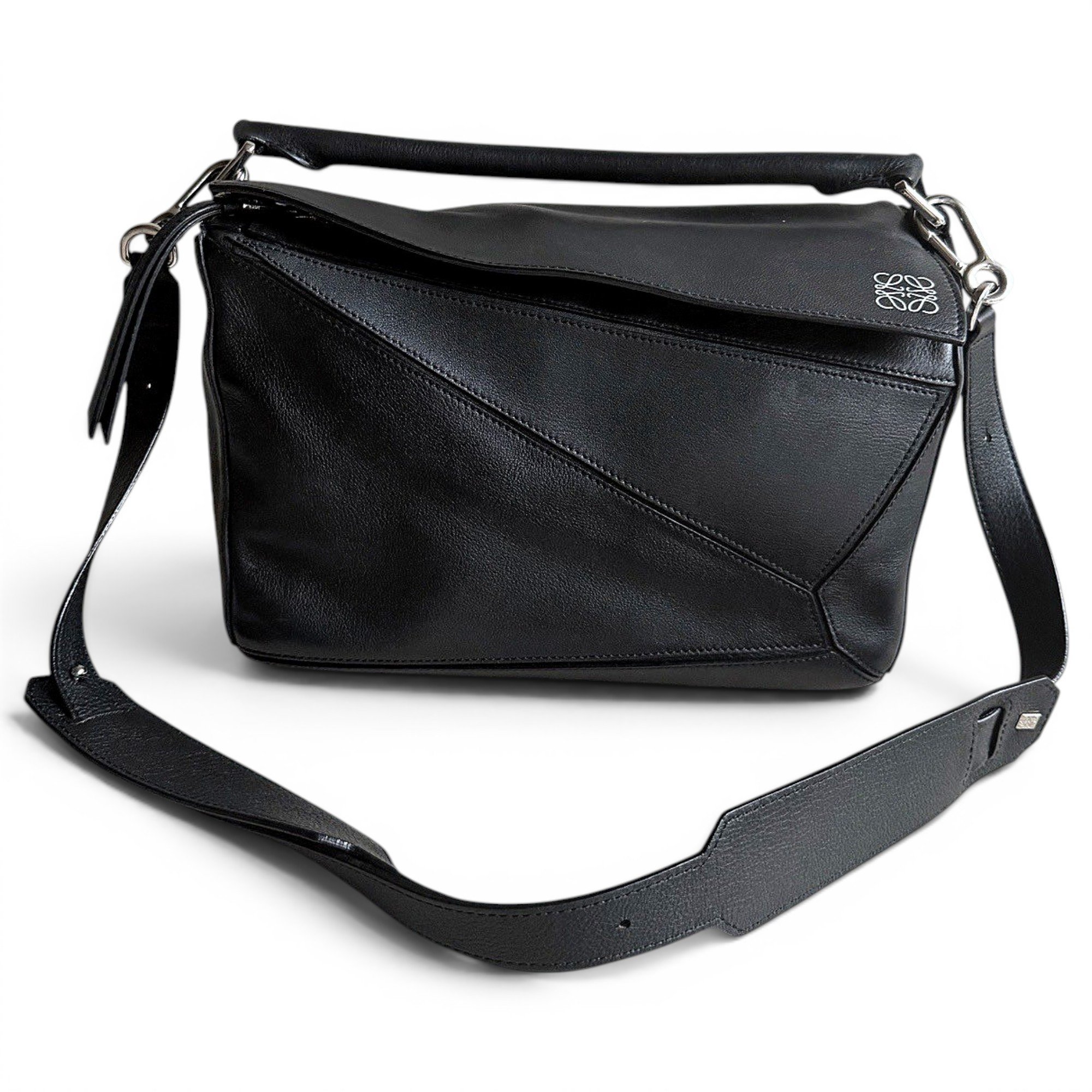 Puzzle leather handbag
