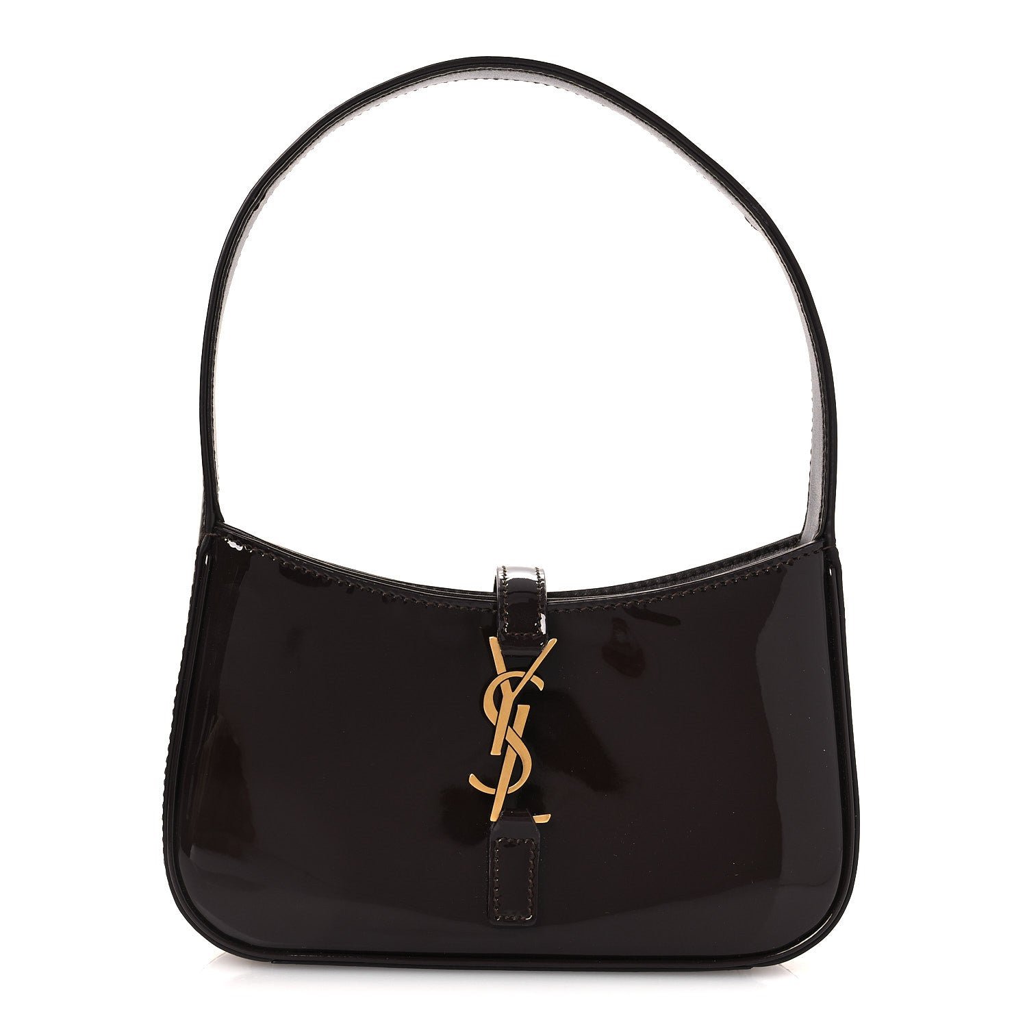 Saint Laurent Patent Calfskin Le 5 A 7 Mini Hobo Spicy Chocolate