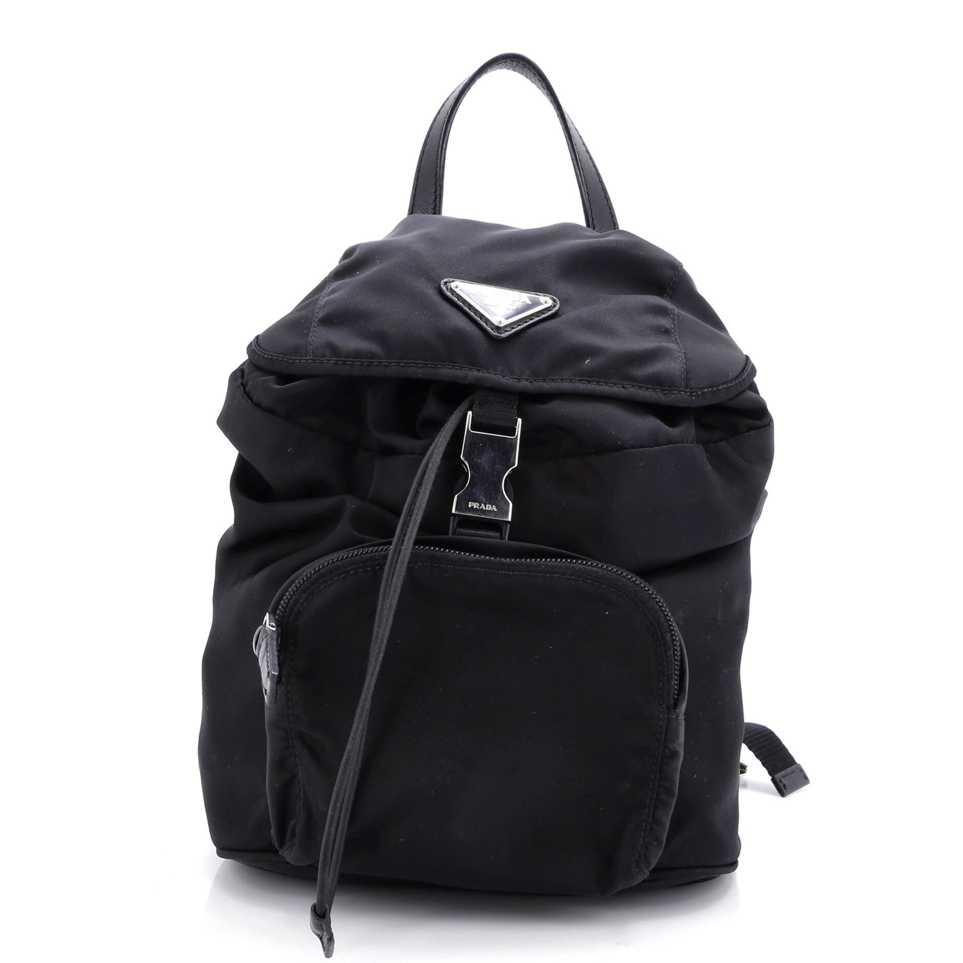 Prada Single Buckle Pocket Backpack Tessuto Small