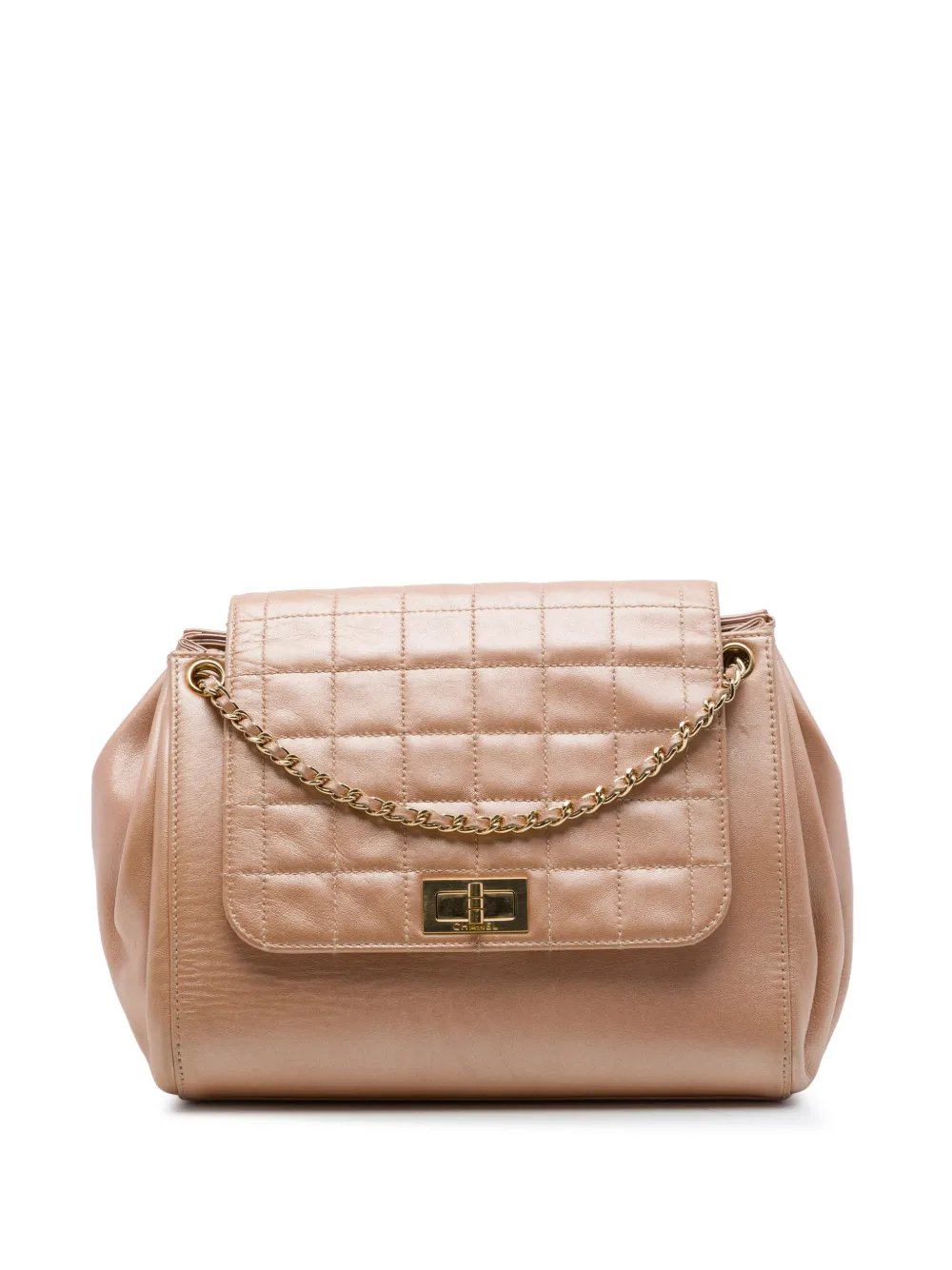 2002-2003 Lambskin Chocolate Bar Accordion Mademoiselle Turnlock Flap shoulder bag