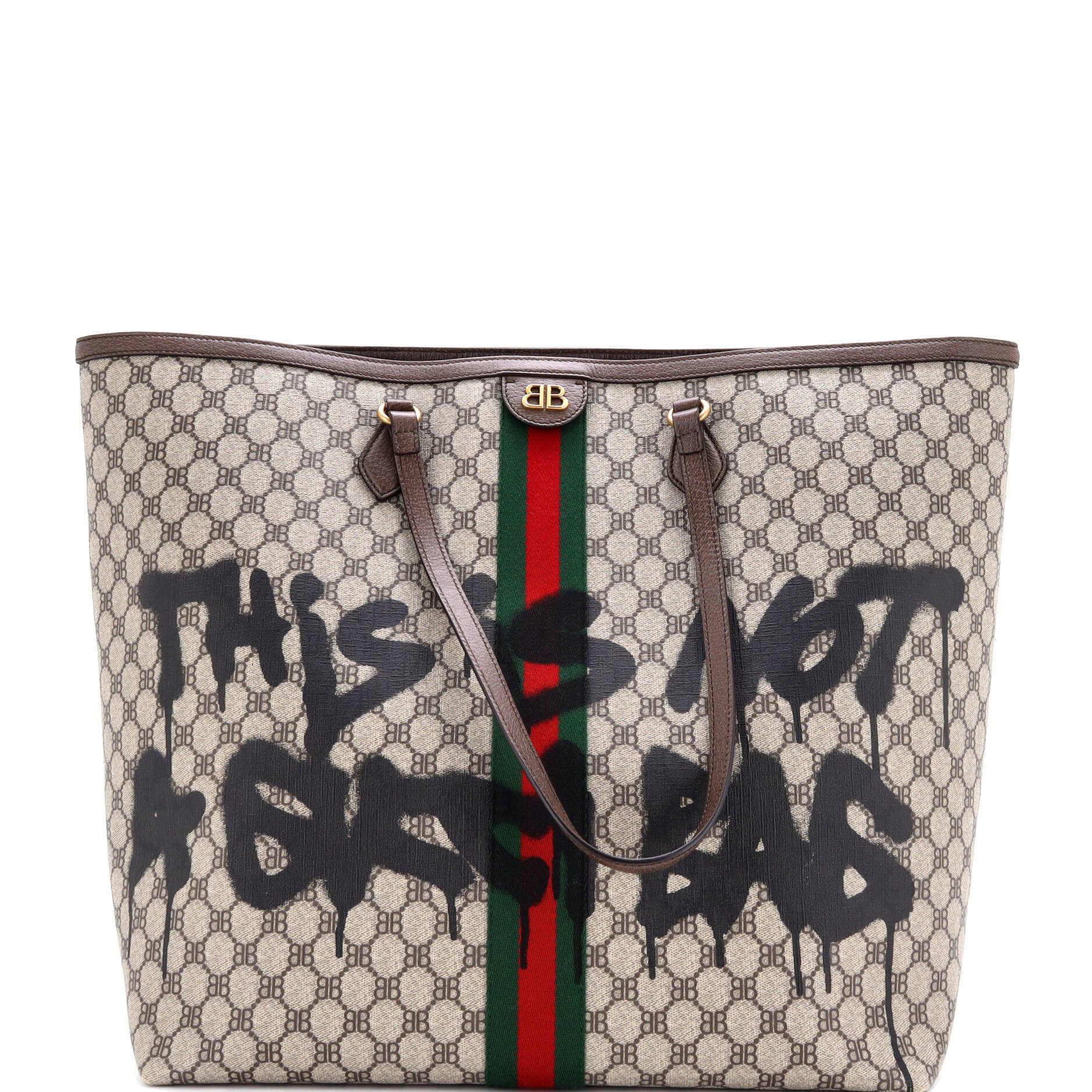 Balenciaga x Gucci The Hacker Project Tote Graffiti BB Coated Canvas Large