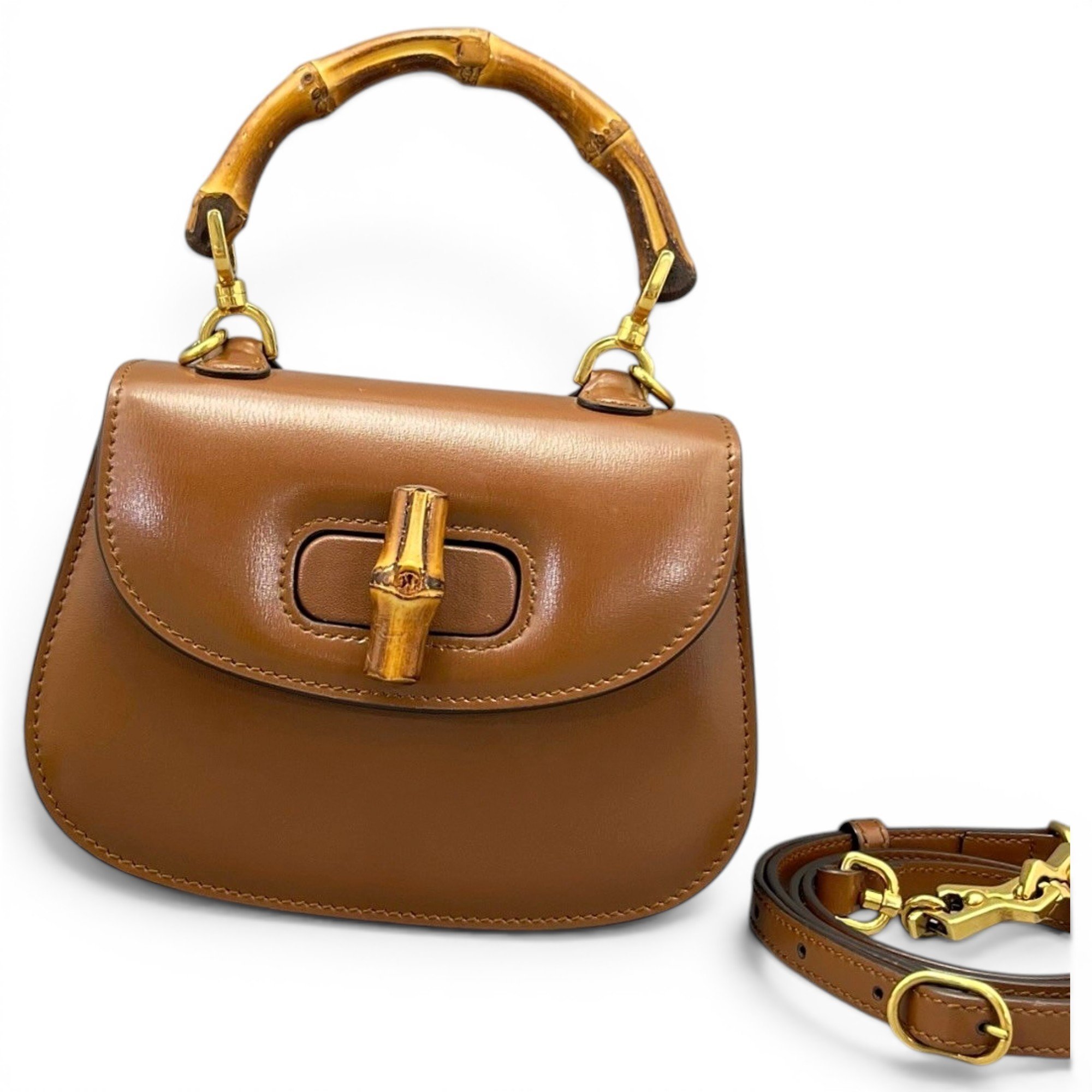 Convertible Bamboo Top Handle leather handbag