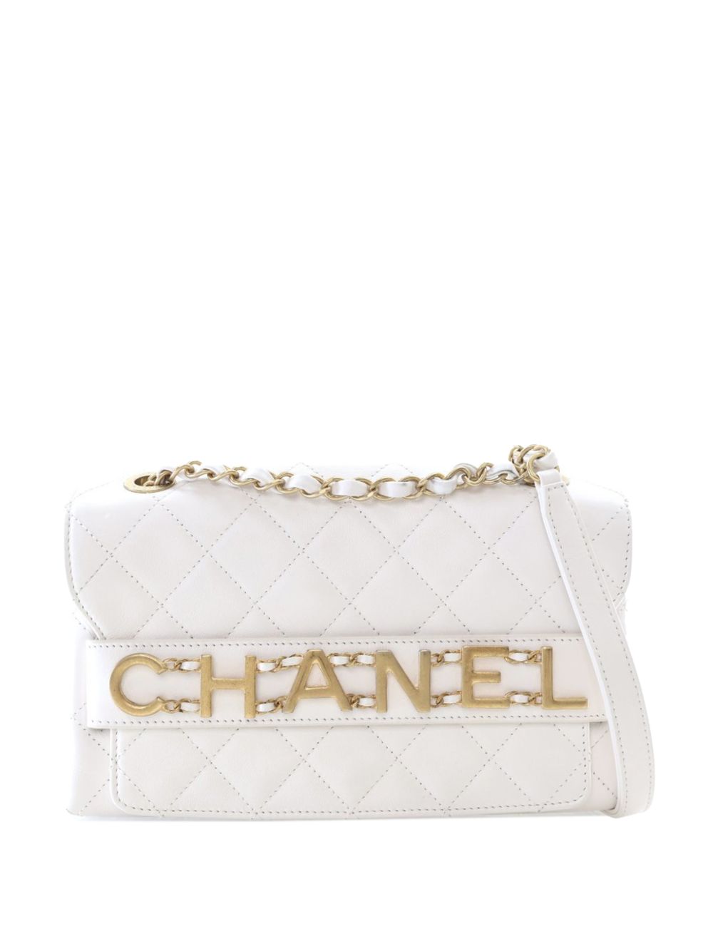 2019 Medium Quilted Calfskin Logo Enchained Flap crossbody bag