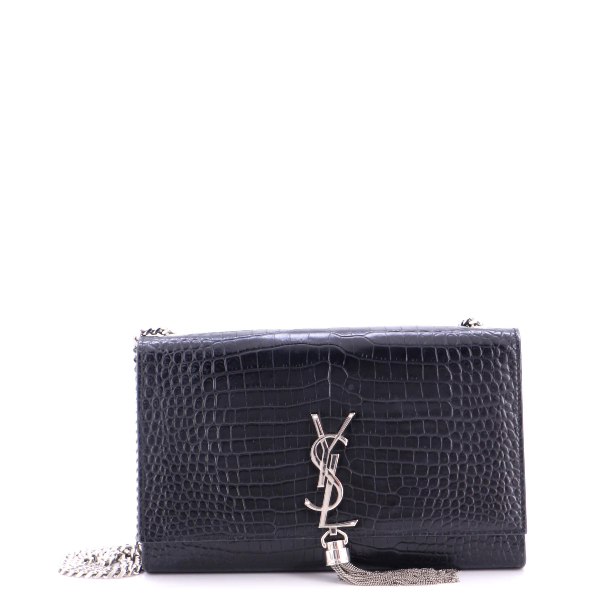 Classic Monogram Tassel Crossbody Bag Crocodile Embossed Leather Medium