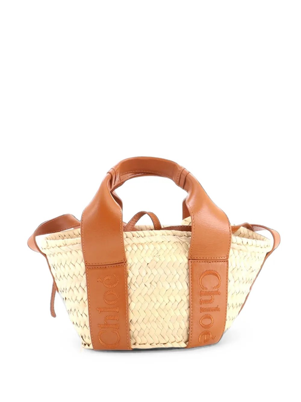 Sense Basket Tote Raffia with Leather Small shoulder bag