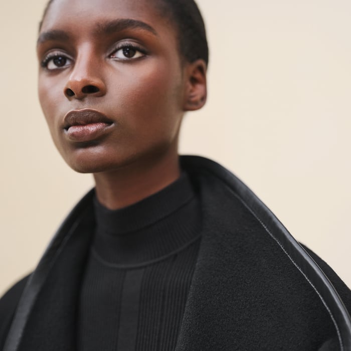 Noir Mixed Leather Coat