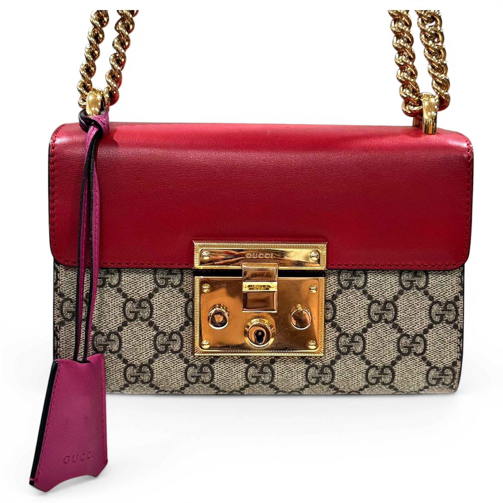 Padlock leather handbag