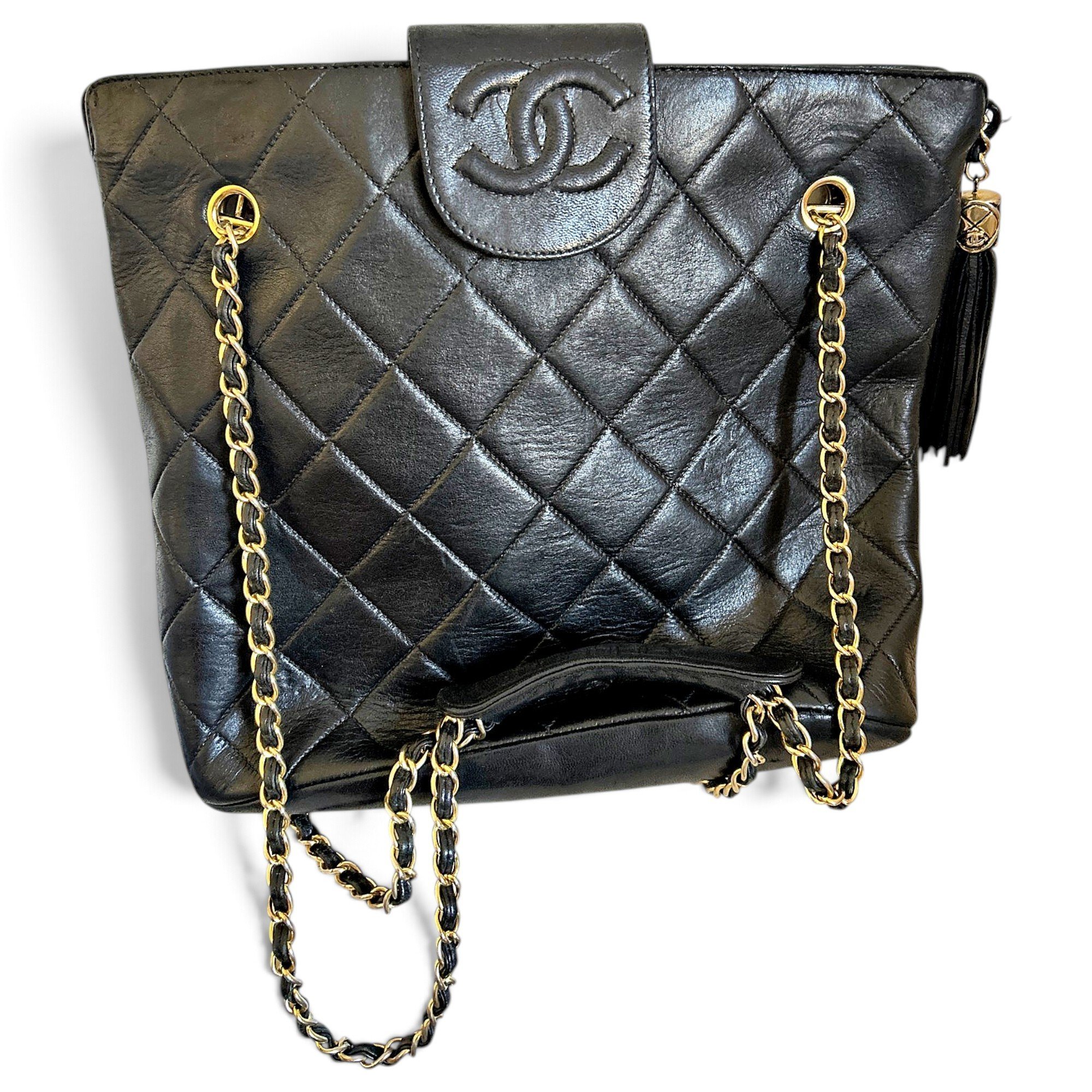 Vintage CC Chain leather tote