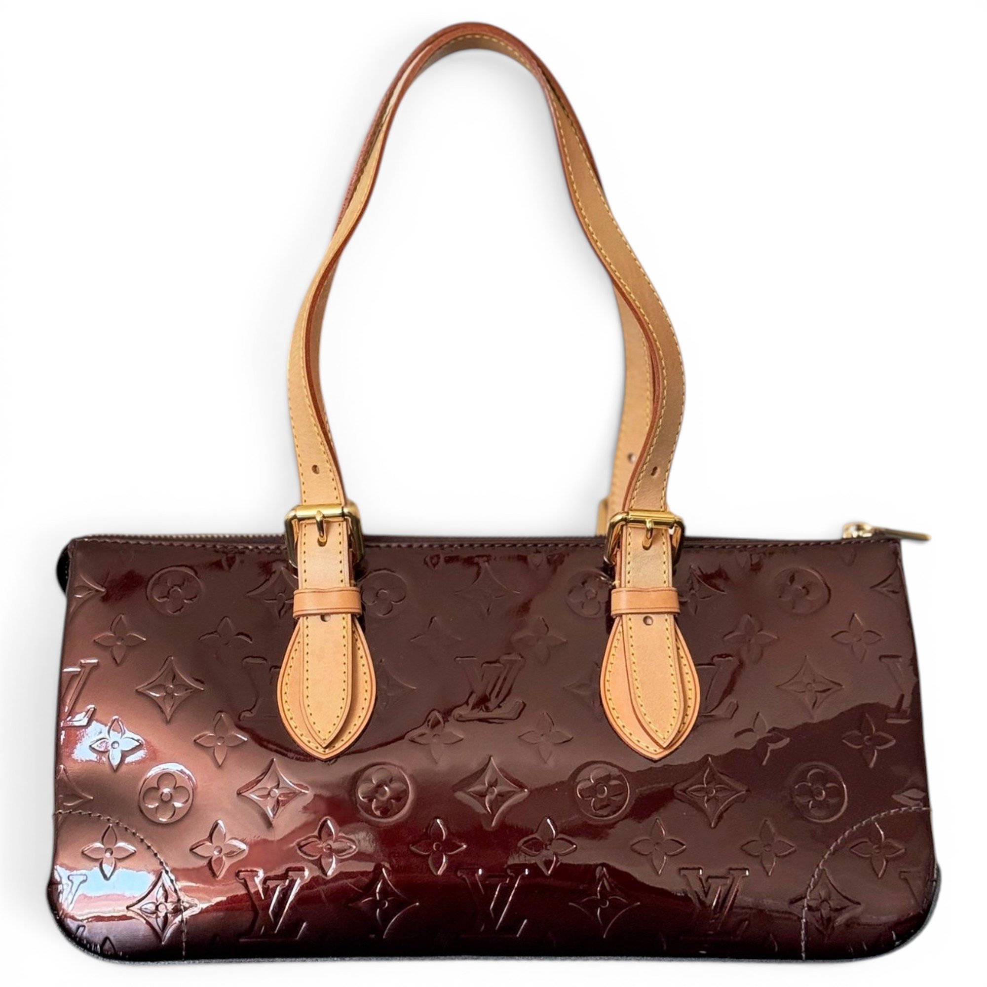Rosewood patent leather tote