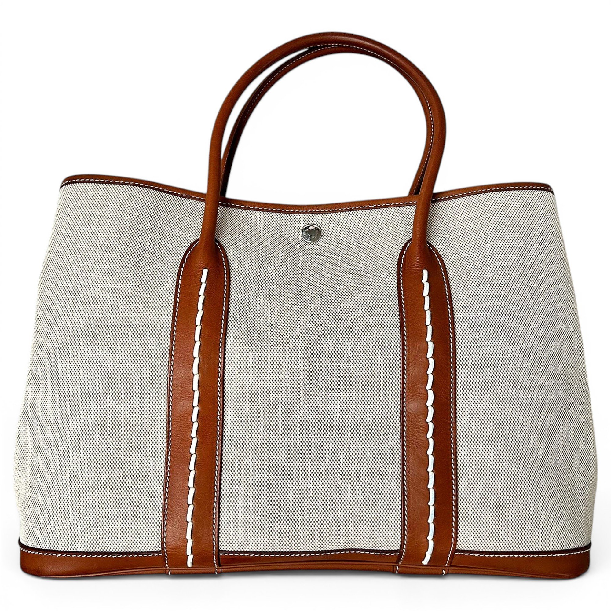 Hermes Garden Party 36 Handbag Natural Barenia Leather