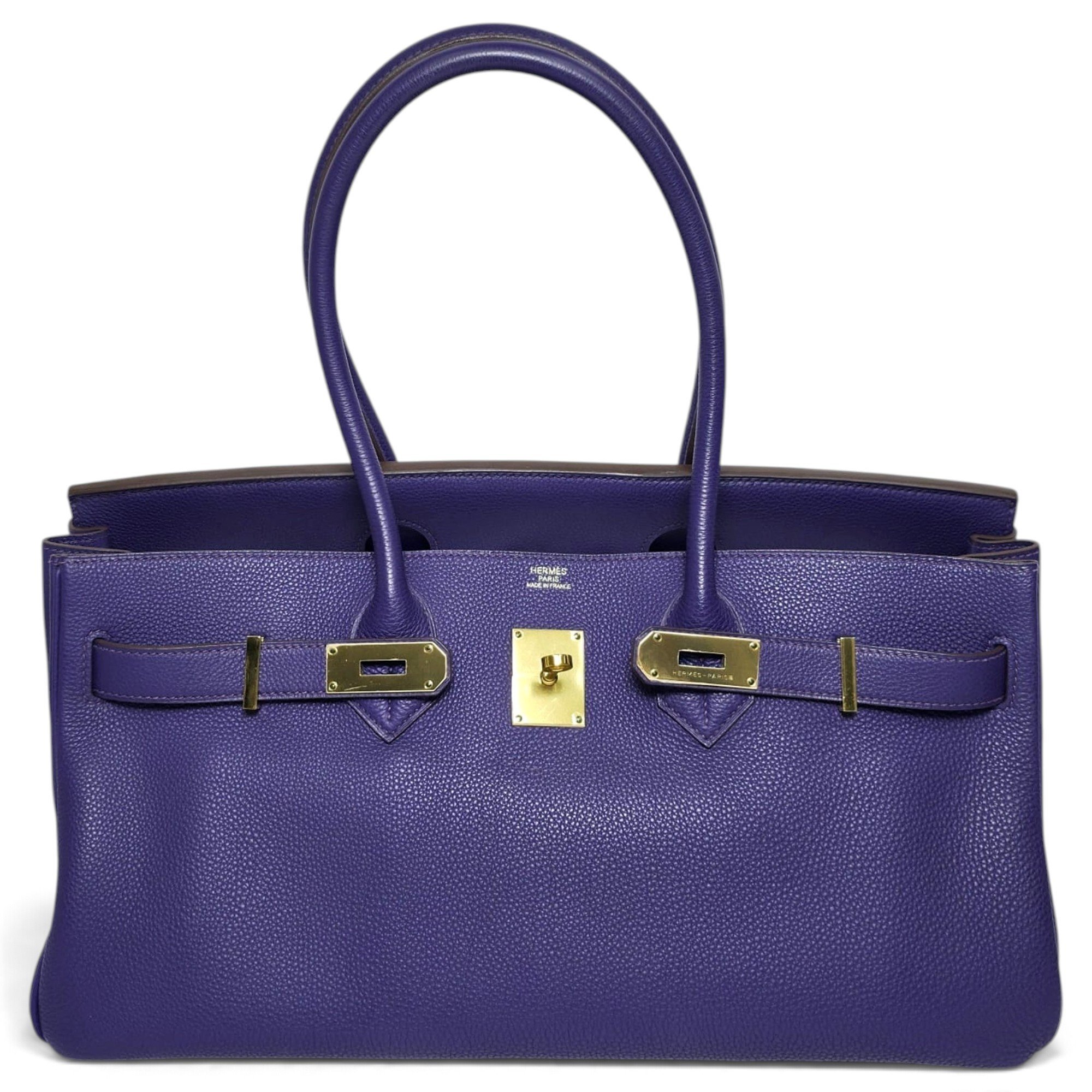 Hermes Birkin Handbag Iris Clemence Leather