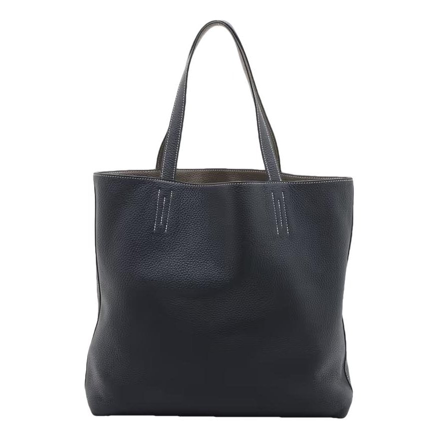 Hermes Double Sens Handbag Bleu Nuit Clemence Leather