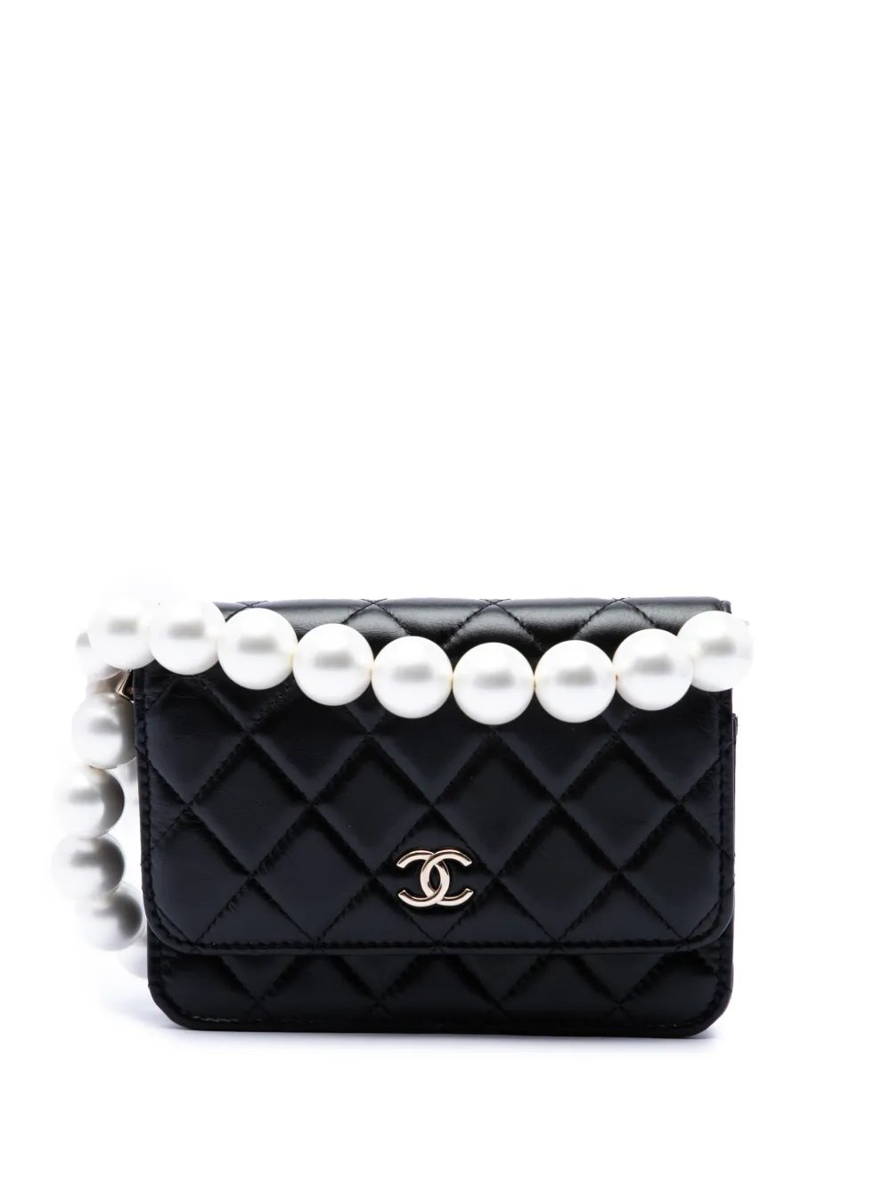 2020 CC Quilted Calfskin Maxi Pearls Wallet on Chain crossbody bag