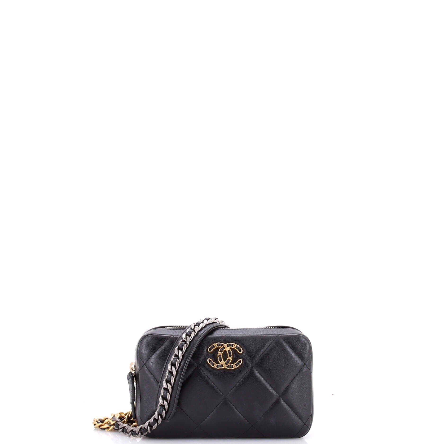 19 Zipped Phone Holder Crossbody Bag Quilted Lambskin