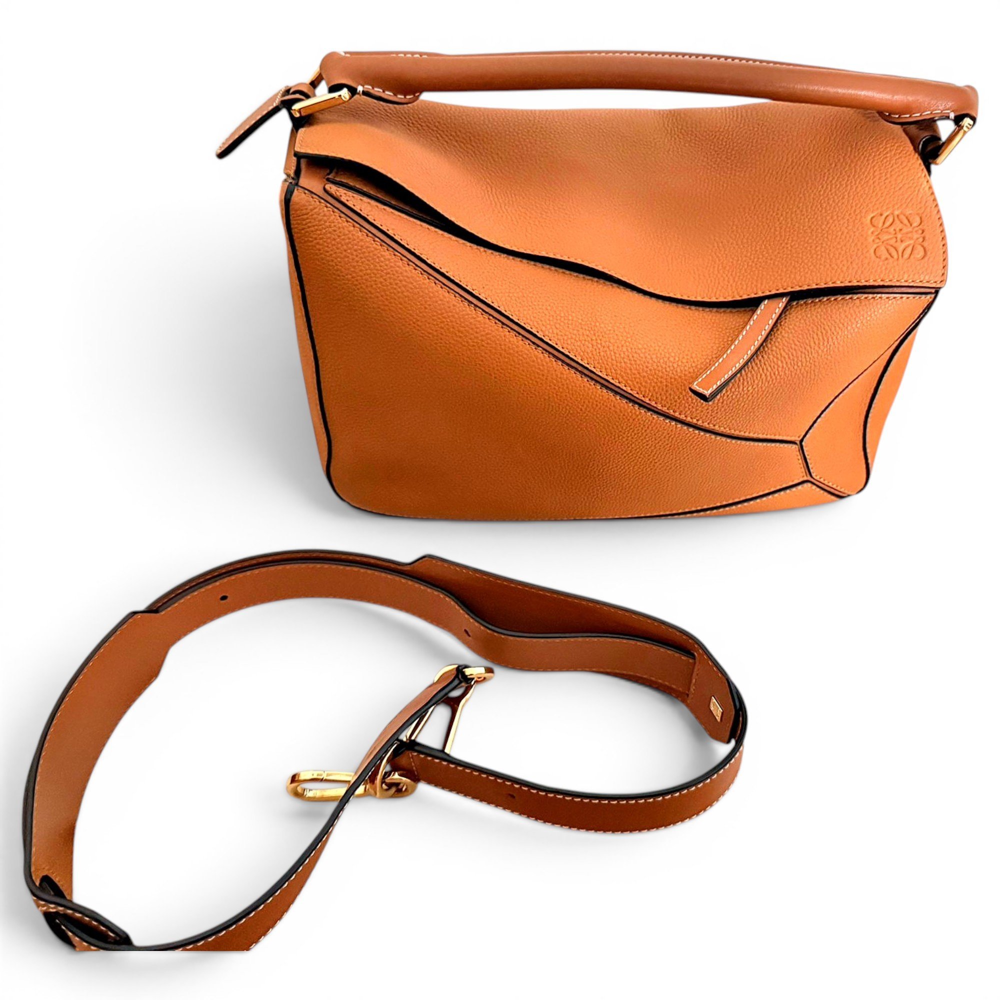 Puzzle leather handbag