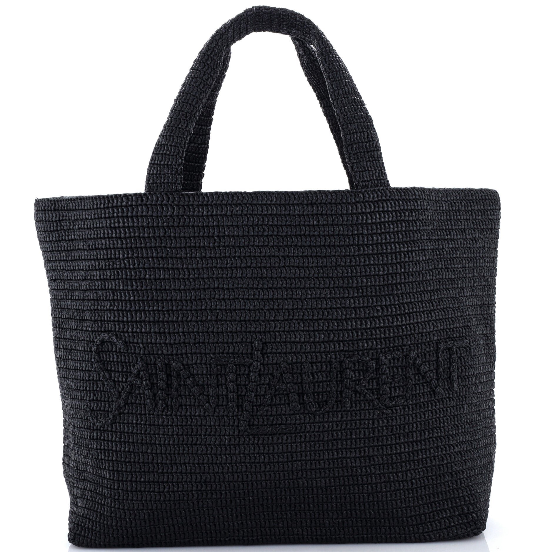 Logo Supple Tote Embroidered Raffia