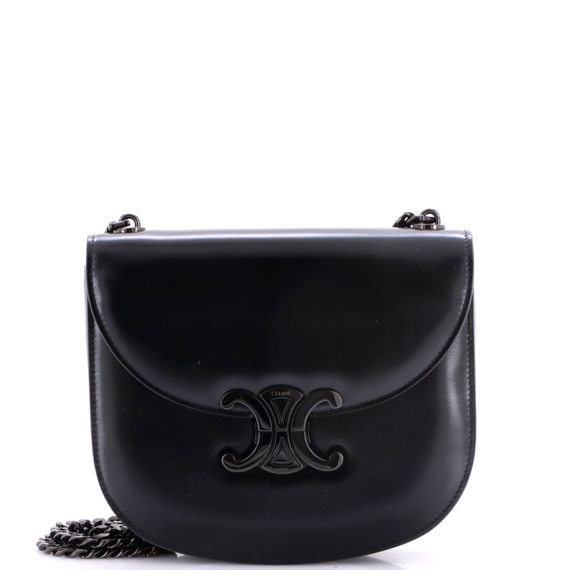 Triomphe Besace Clea Chain Flap Bag Leather