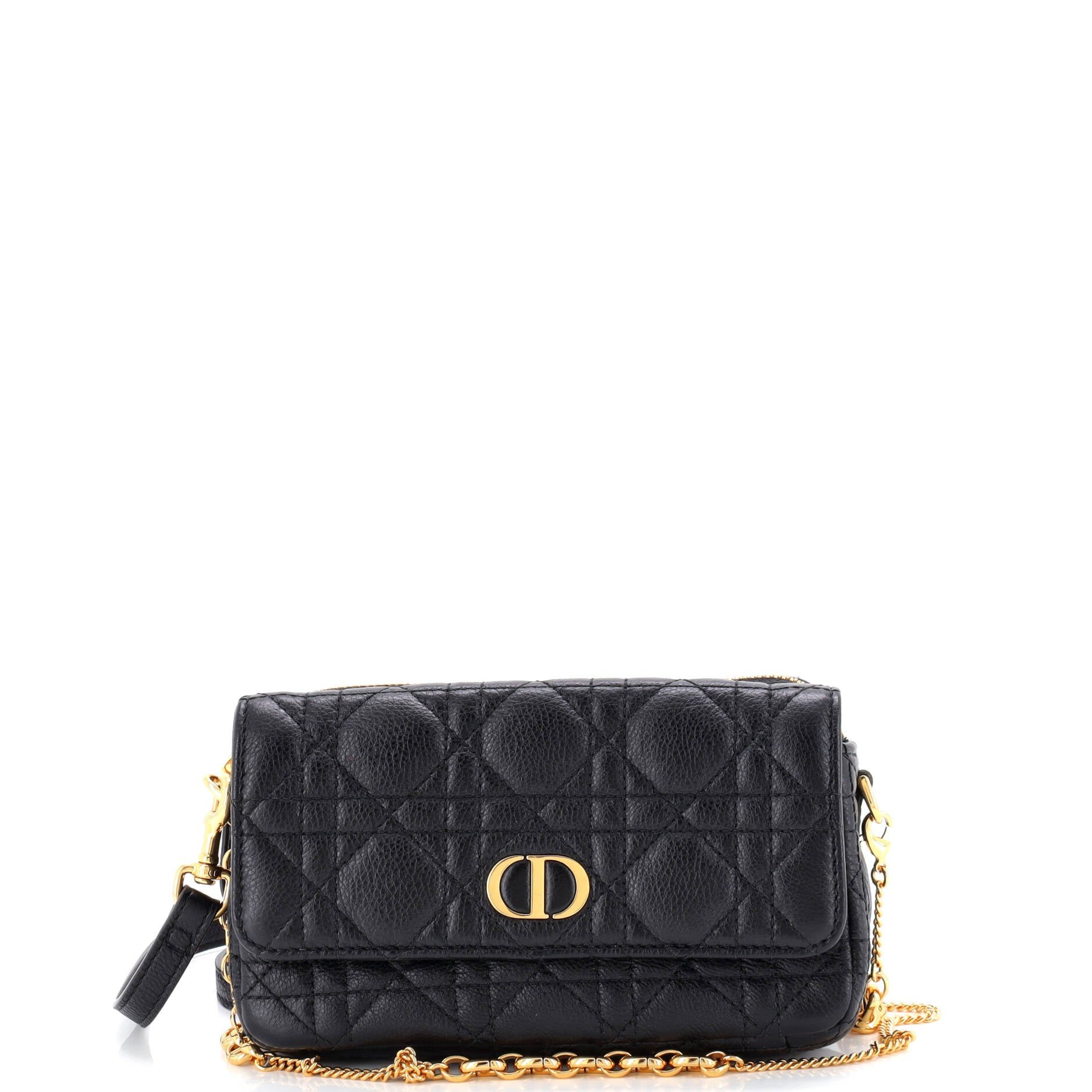 Dior Caro Flap Double Pouch Crossbody Bag Cannage Quilt Calfskin