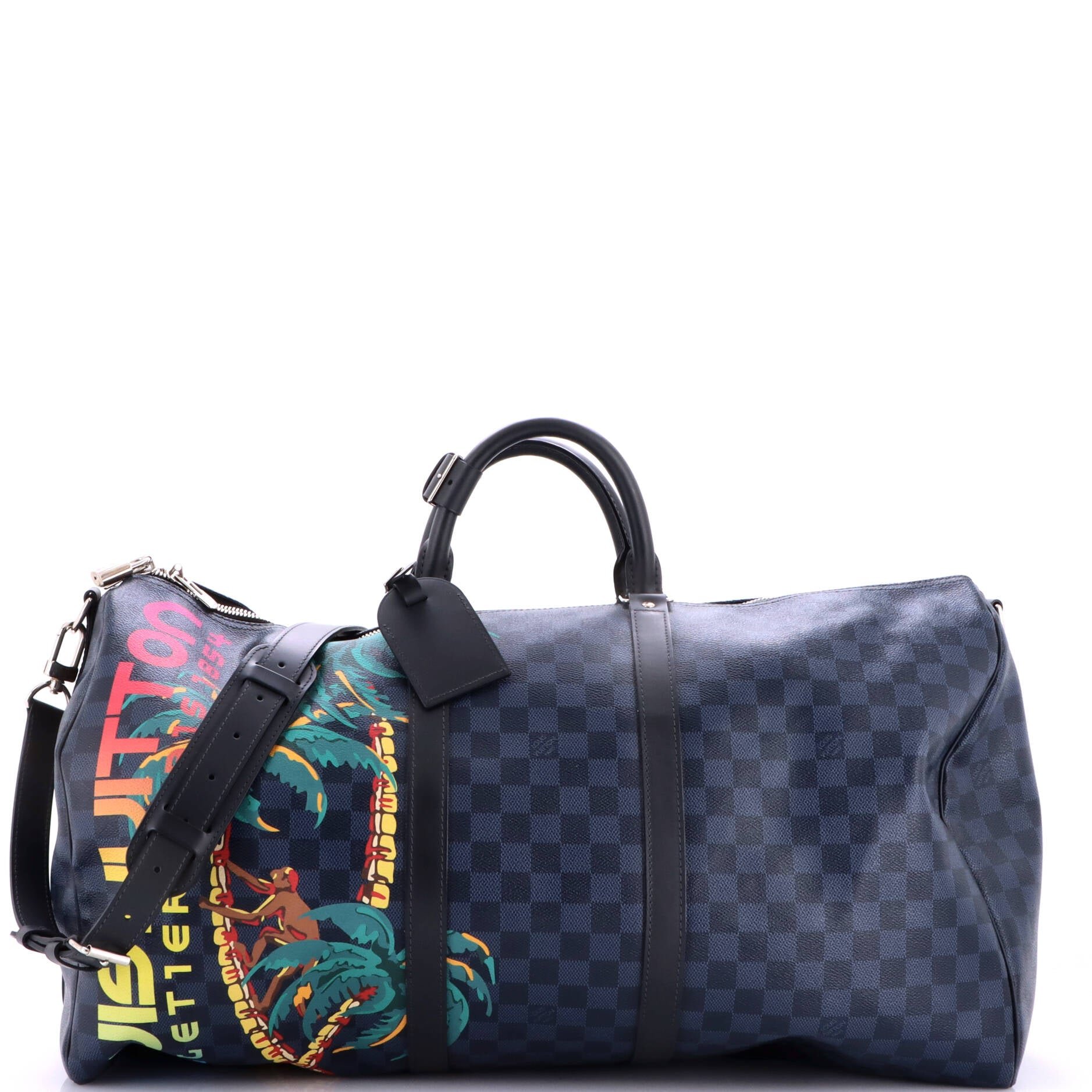 Keepall Bandouliere Bag Limited Edition Damier Cobalt Jungle 55