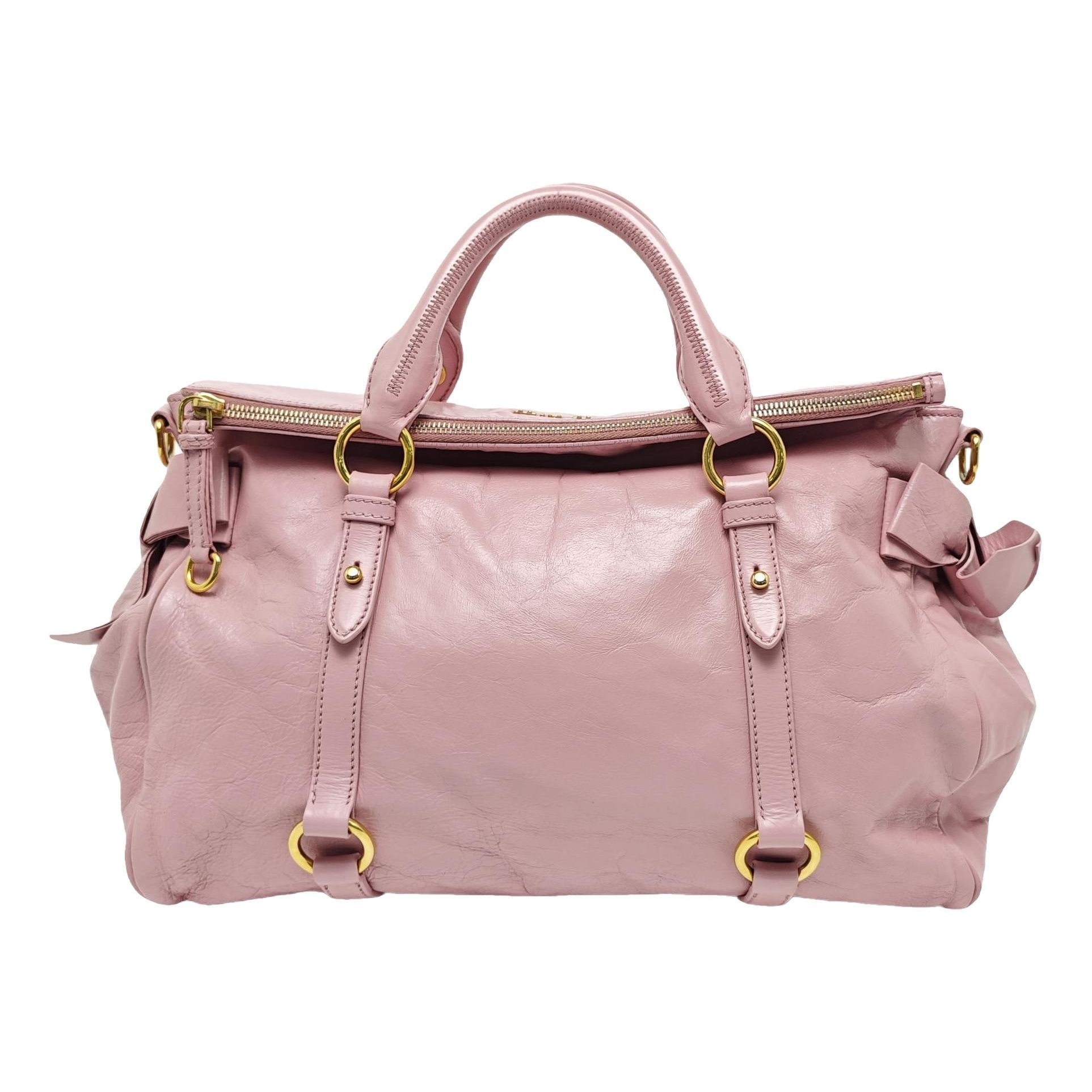 Bow bag leather handbag