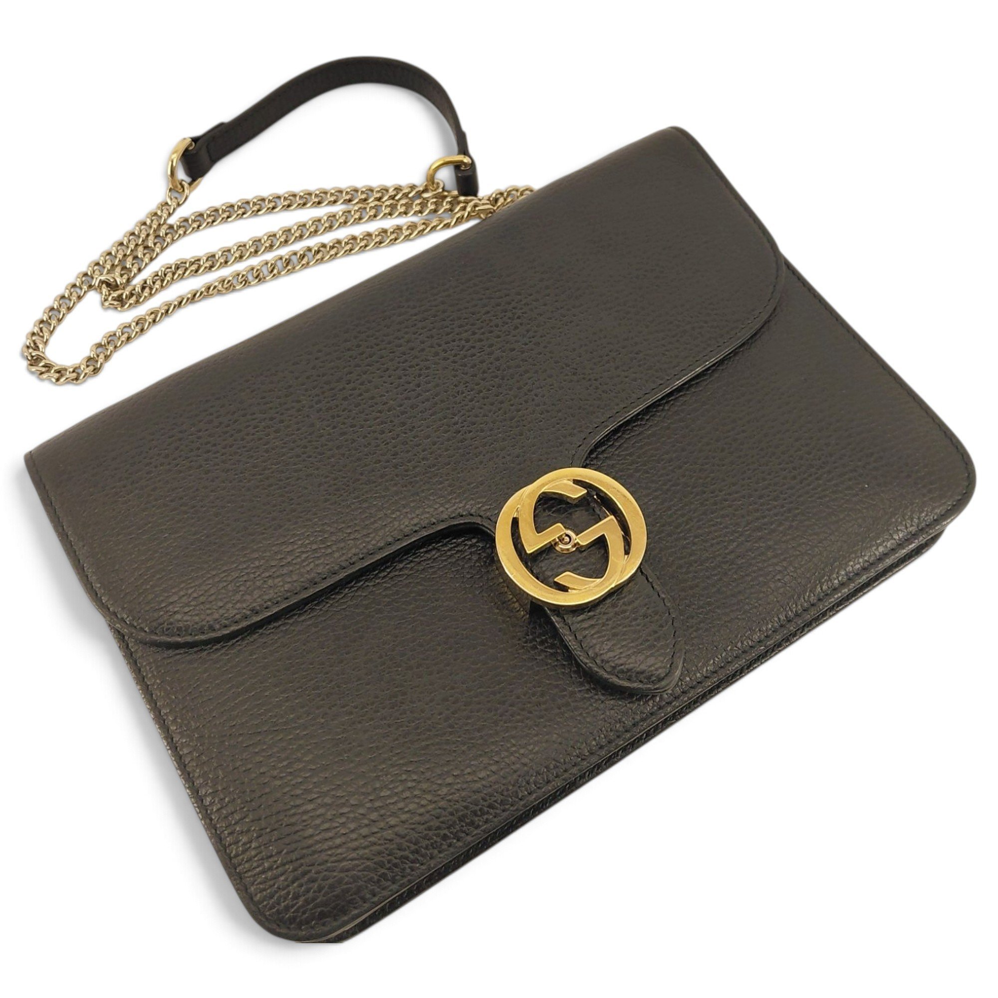 Interlocking leather handbag